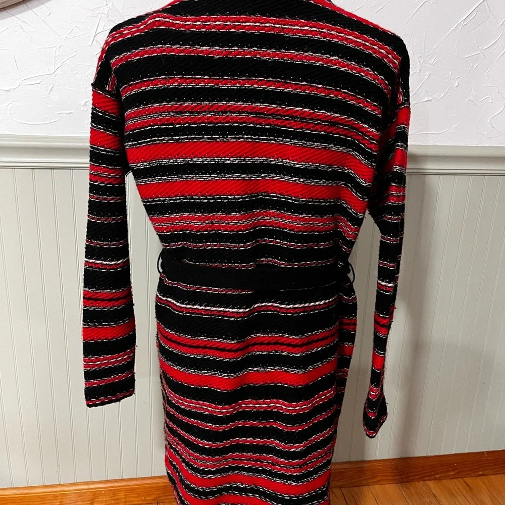 Ralph Lauren‎ Red Black Tribal Long Belt Wool Cardigan Sweater Euc Medium